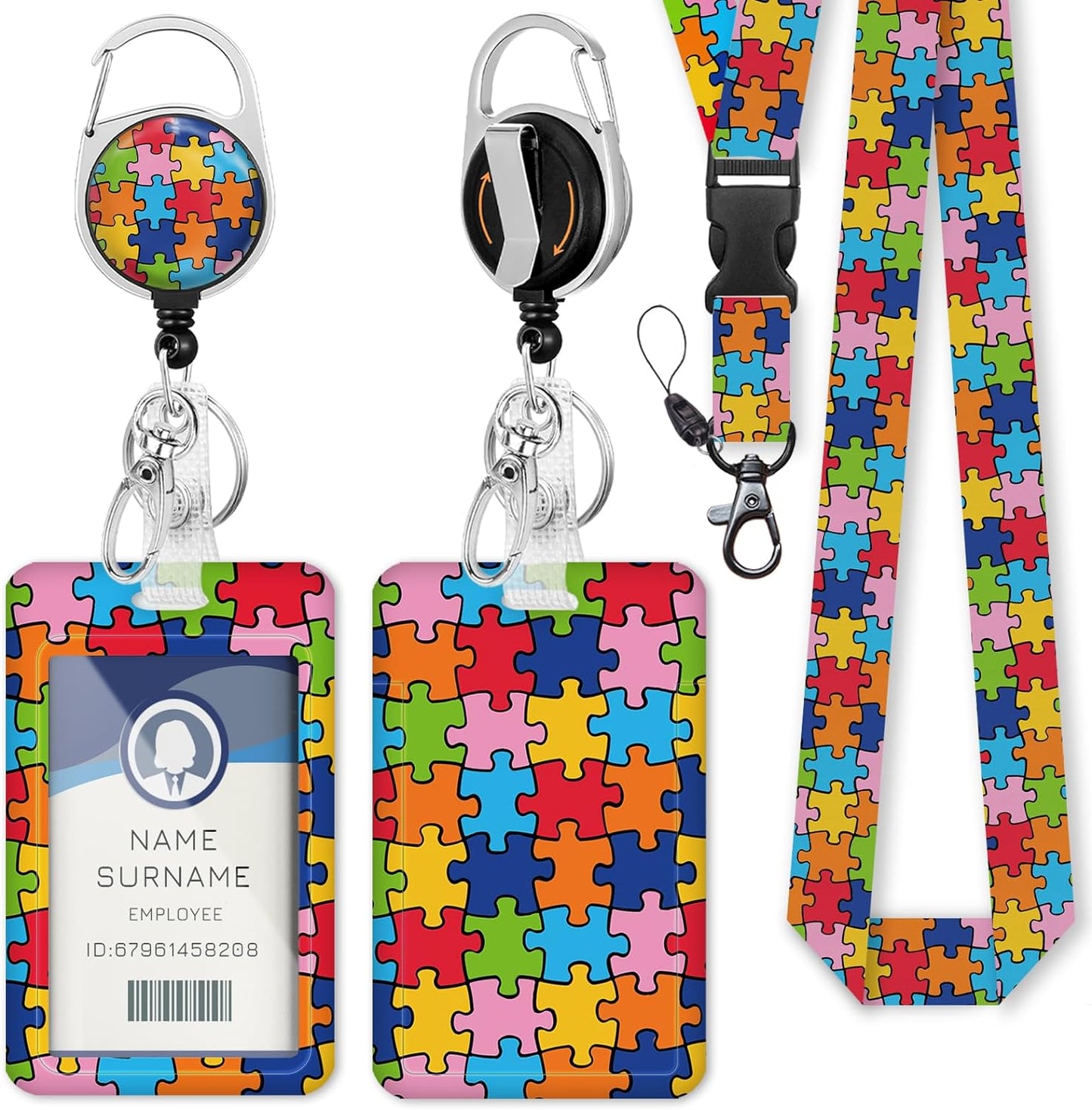 Autism Awareness ID Badge Holder with Breakaway Lanyard