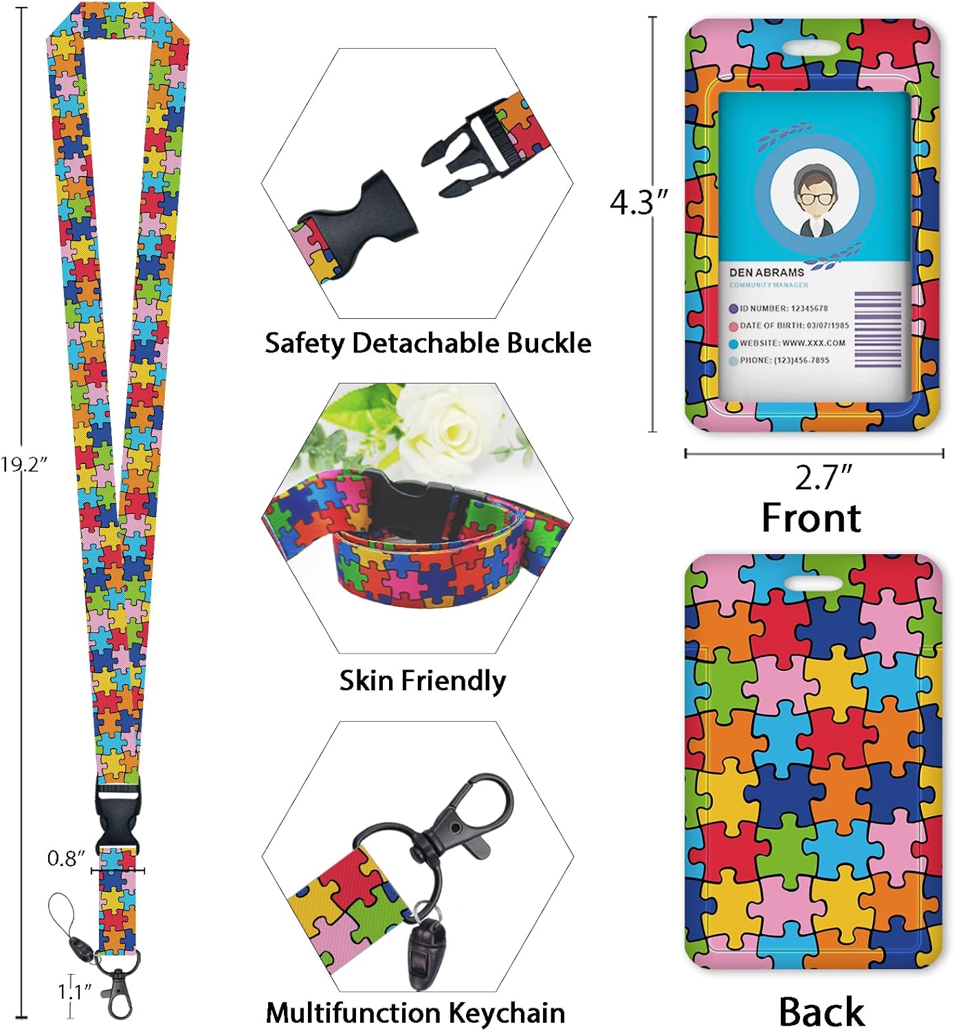 Autism Awareness ID Badge Holder with Breakaway Lanyard